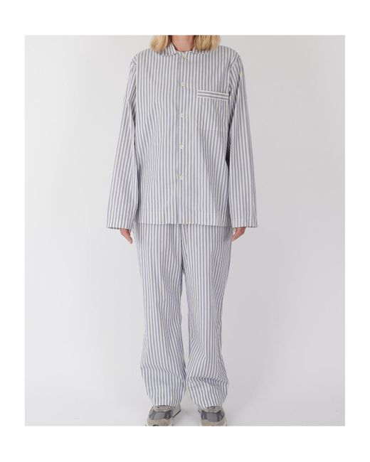 Tekla Blue Striped Pajama Shirt for men