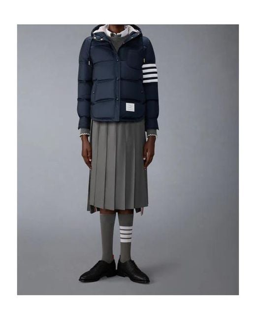 Thom Browne Blue Down Hooded Jacket