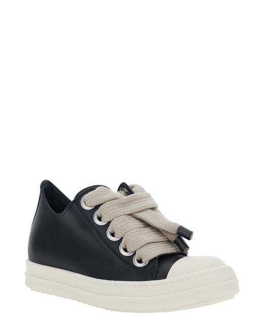Rick Owens Black Jumbolace Low Sneakers