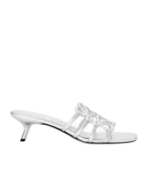 Loewe White Anagram Petal Leather Heeled Sandals