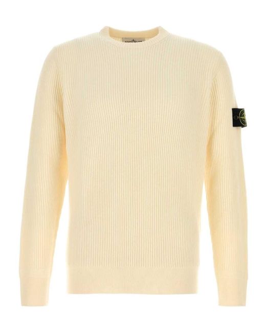 Stone Island Natural Logo Patch Crewneck Jumper for men