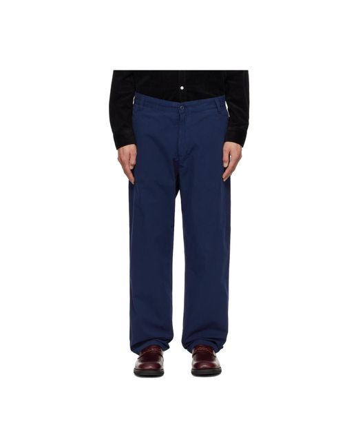 Carhartt Blue Logo-Patch Trousers for men