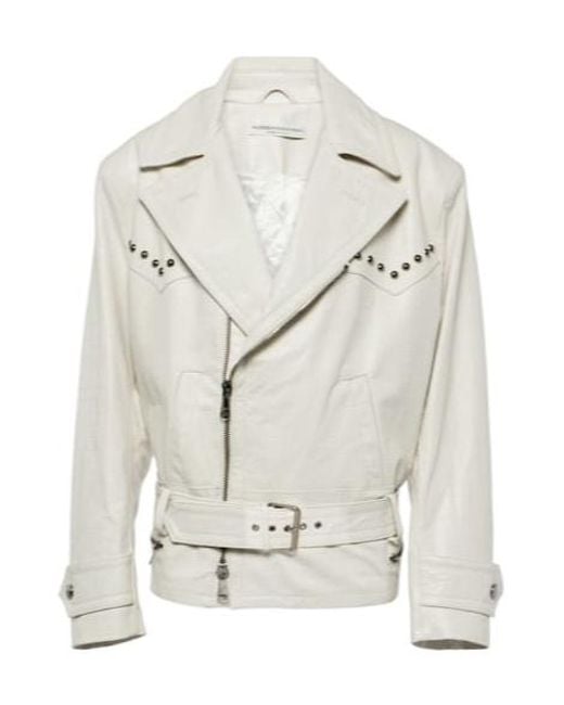 Alessandra Rich White Croc-Effect Leather Jacket