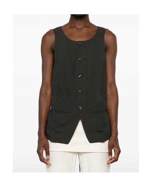 Ziggy Chen Gray Patterned-Panel Vest