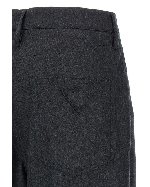 Prada Blue Logo Detailed Pleated Trousers