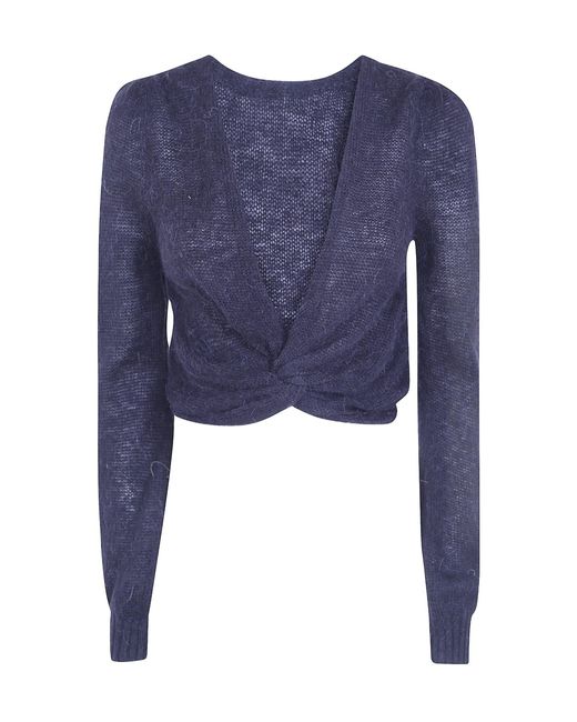 Twinset Blue Solid-Color Double-Knit Top