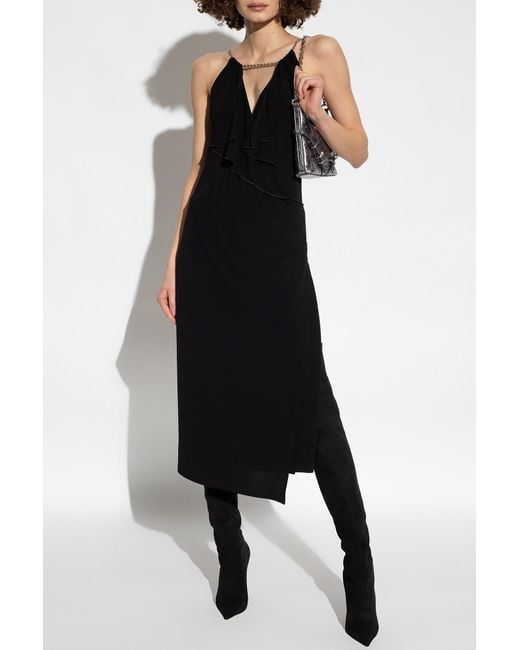 Givenchy Black Ruffle Halter-Neck Dress