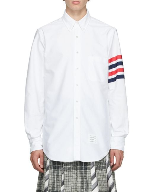 Thom Browne White 4-Bar Stripe Shirt for men