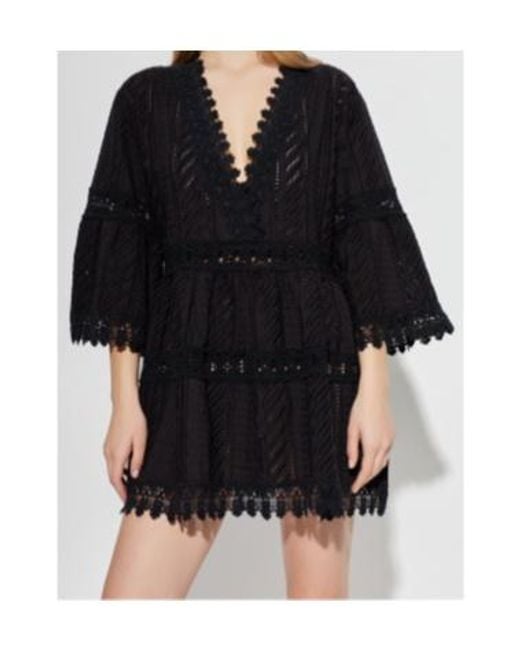 Melissa Odabash Black Lace V-Neck Mini Dress