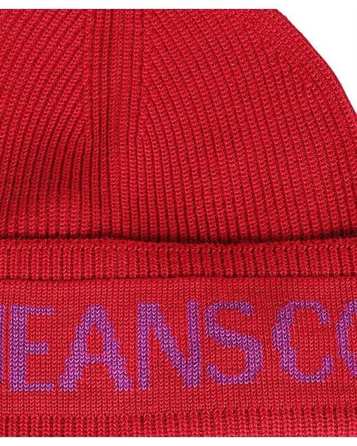 Versace Jeans Red Couture Logo Knit Hat for men