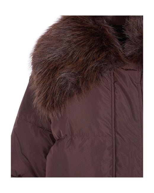 Twinset Purple Faux Fur Collar Puffer Coat