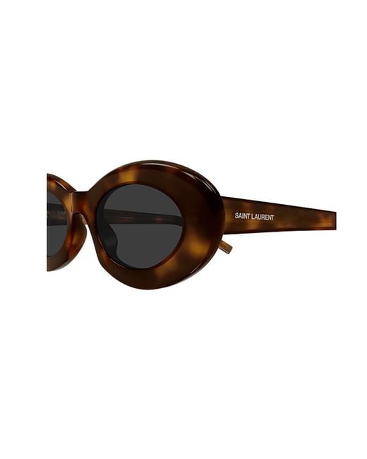 Saint Laurent Brown Eyewear Oval Frame Sunglasses