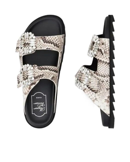Roger Vivier White Slidy Viv' Mules