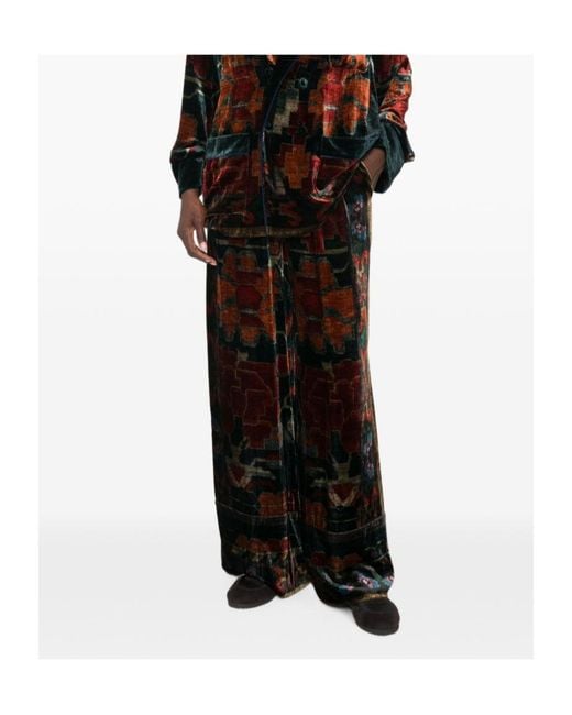 Pierre Louis Mascia Black Kanada Geometric-Pattern Trousers