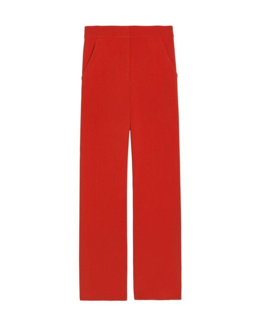 Veronica Beard Red Tonelli Wide-Leg Jersey Trousers