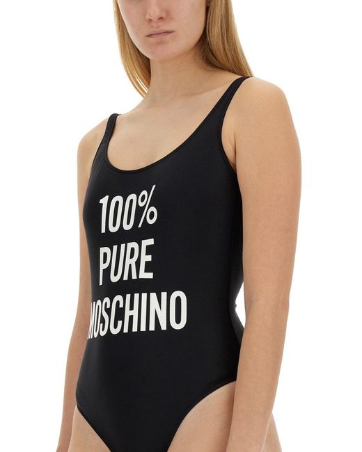 Moschino Black Logo One-Piece Swimsuit