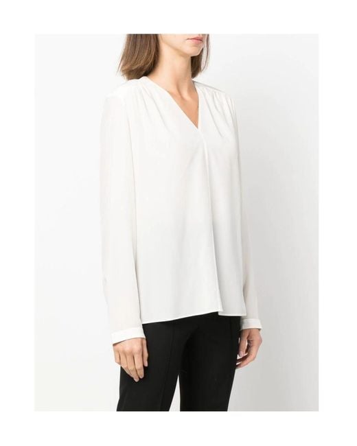 Joseph White V-Neck Silk Blouse