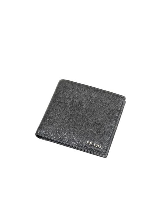 Prada Black Logo Folding Wallet for men