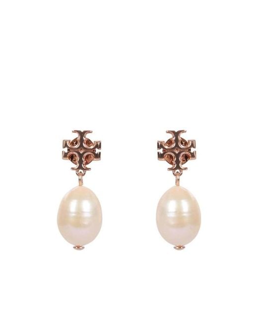 Tory Burch White Kira Dropped Earrings