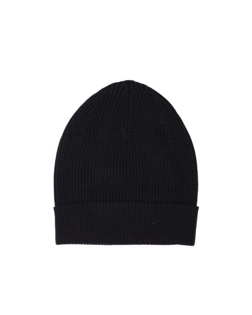 Rick Owens Blue Ribbed-Knit Beanie Hat for men