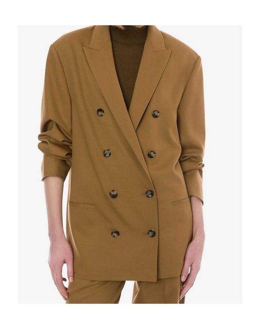 Alberta Ferretti Green Double-Breasted Wool Blazer