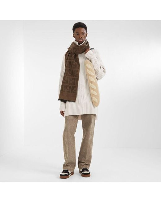 Fendi Brown Ff Monogrammed Scarf for men