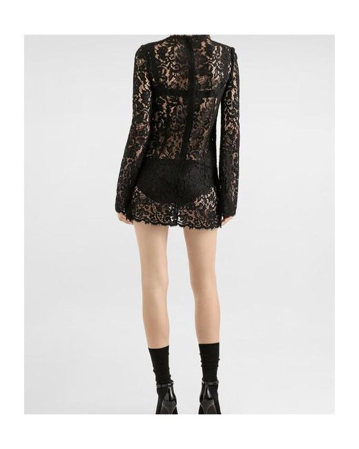 Dolce & Gabbana Black Lace Floral Mini Dress
