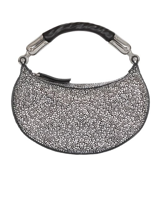Balmain Gray Ebene Embellished Mini Hand Bag