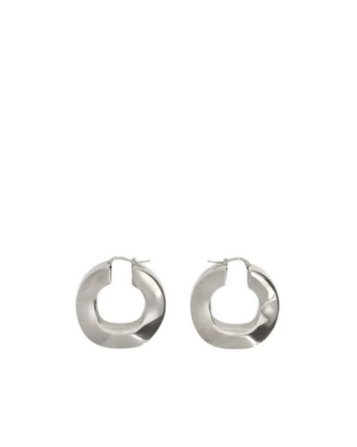 Jil Sander White Buckle Fastened Hoop Earrings