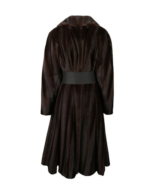 Balenciaga Black A-Line Faux Fur Coat