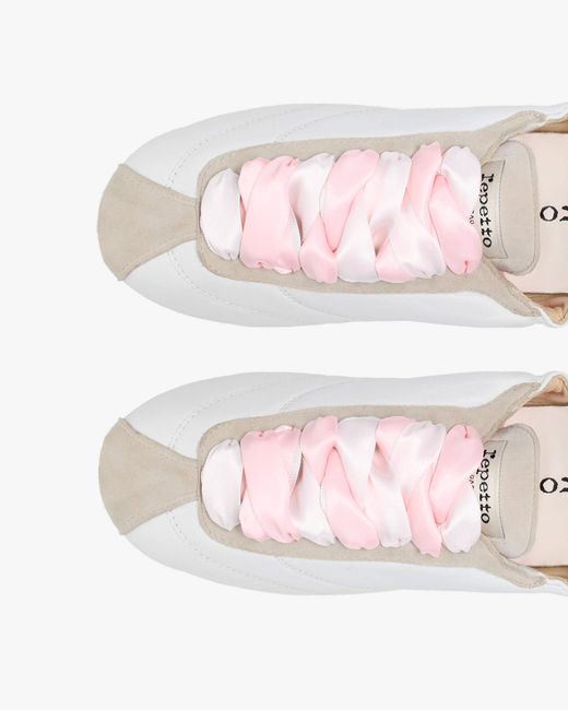 Repetto White Silk Tennis Low-Top Sneakers