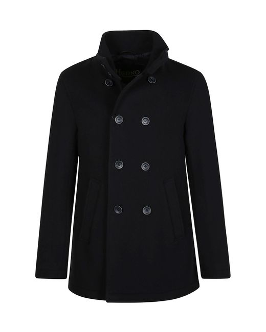 Herno Black Double-Breasted Jacket for men