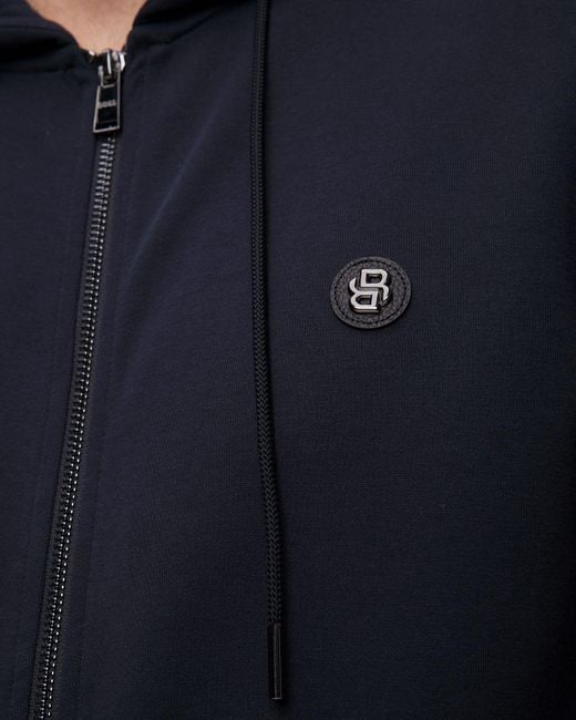 Boss Blue Boss Logo Patch Zipped Hoodie for men