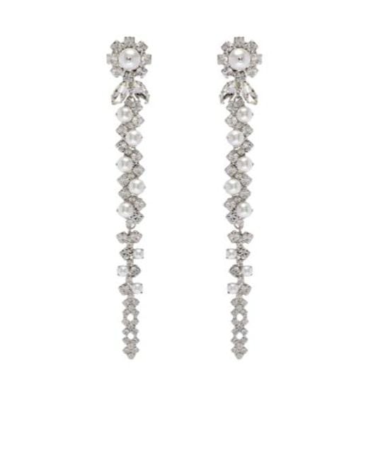 Simone Rocha White Embellished Faux Pearl Drop Earrings