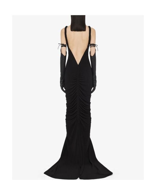 Givenchy Black Twisted Straps Ruched Dress