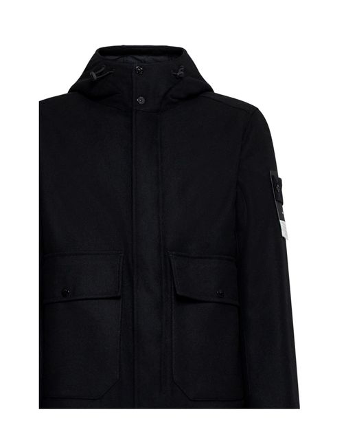 Stone Island Black Compass Patch Hooded Jacket for men