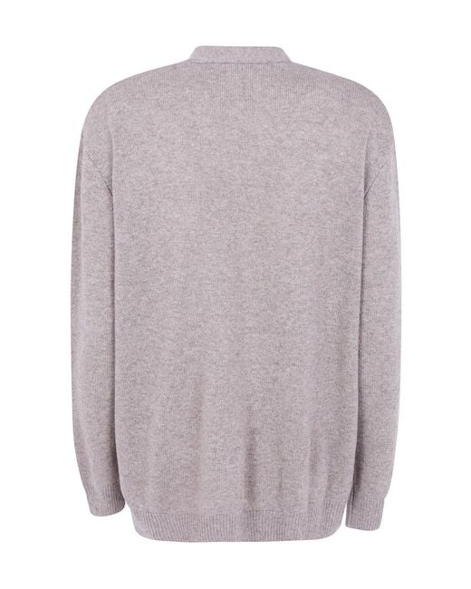 Aspesi Purple V-Neck Long-Sleeve Knit Top