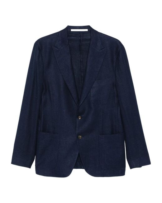 Eleventy Blue Blazer Front-Button Jacket for men