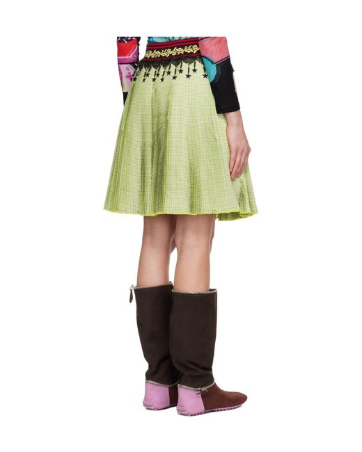 Chopova Lowena Green Stacey Pleated Midi Skirt