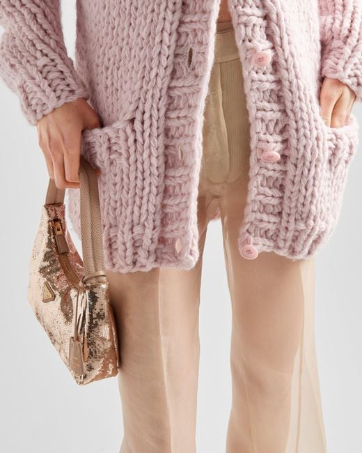 Prada White High-Waist Tonal Stitch Flared Trousers