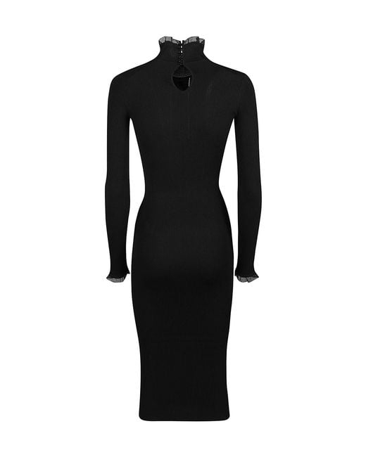 Elisabetta Franchi Black Knit Dress With Logo Detail