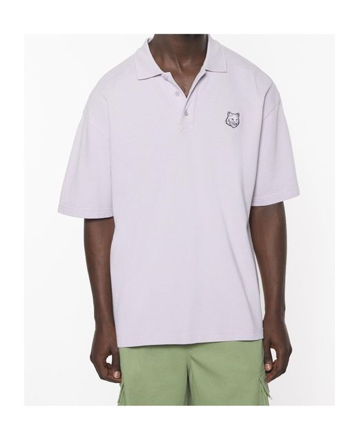 Maison Kitsuné Purple Bold Fox Head-Appliqué Polo Shirt for men