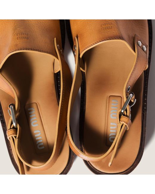 Miu Miu Brown Leather Sandals