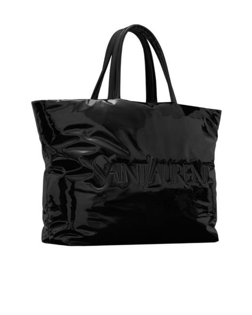 Saint Laurent Black Logo Detailed Maxi Tote Bag