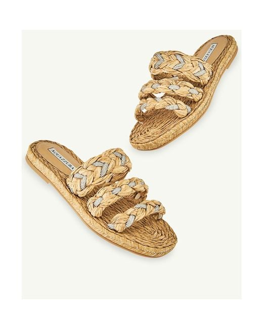 Aquazzura Metallic Embellished Slip-On Sandals