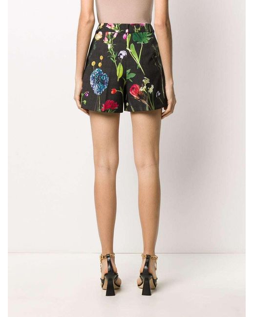 Moschino Green Floral Print Shorts