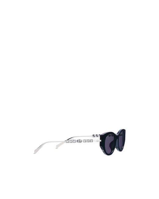Gucci Blue Eyewear Low Nose Bridge Fit Sunglasses