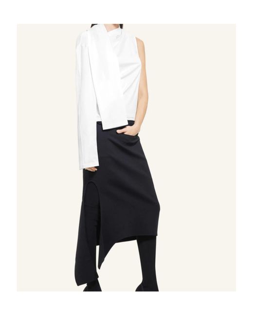 Courreges White Courrèges Asymmetric Off-Shoulder Draped T-Shirt