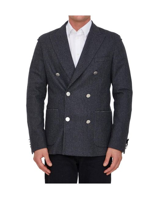 Tonello Blue Double-Breasted Jacket for men