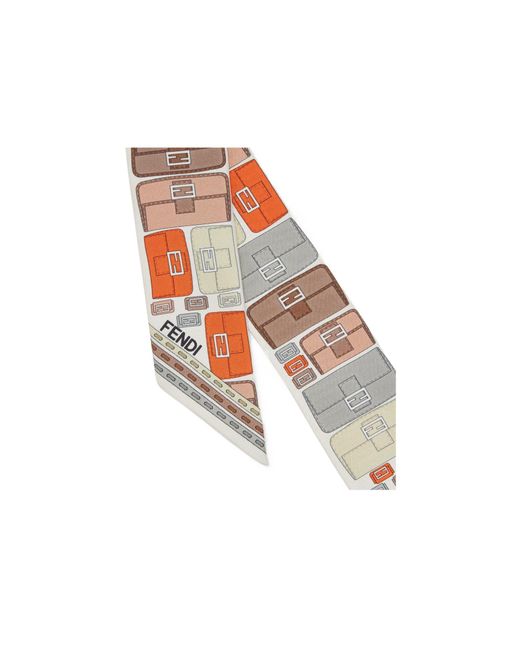 Fendi White Patterned Wrappy Scarf